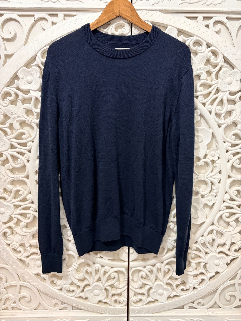 Hudson North Men’s 100% Merino Wool Crewneck Sweater Navy Size L